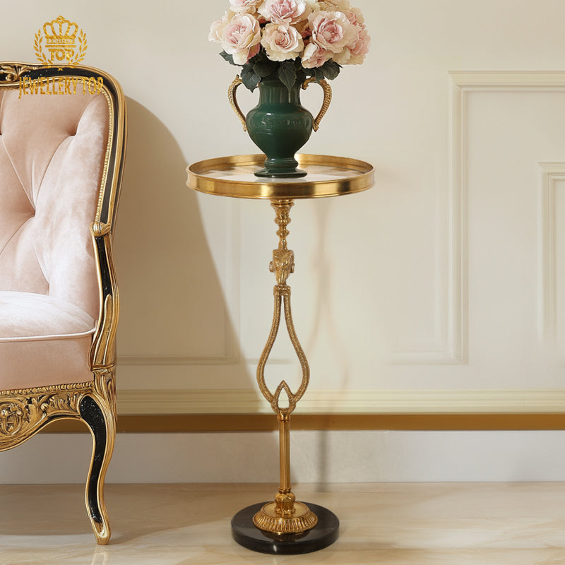 The Chrysomallos Neoclassical Brass Side Table 26.8"