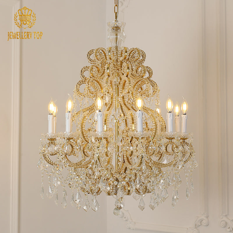 Gorgeous Rococo Brass Chandelier