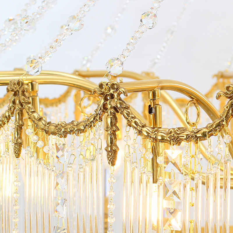 French Versailles Palace Tiered Crystal & Brass Chandelier