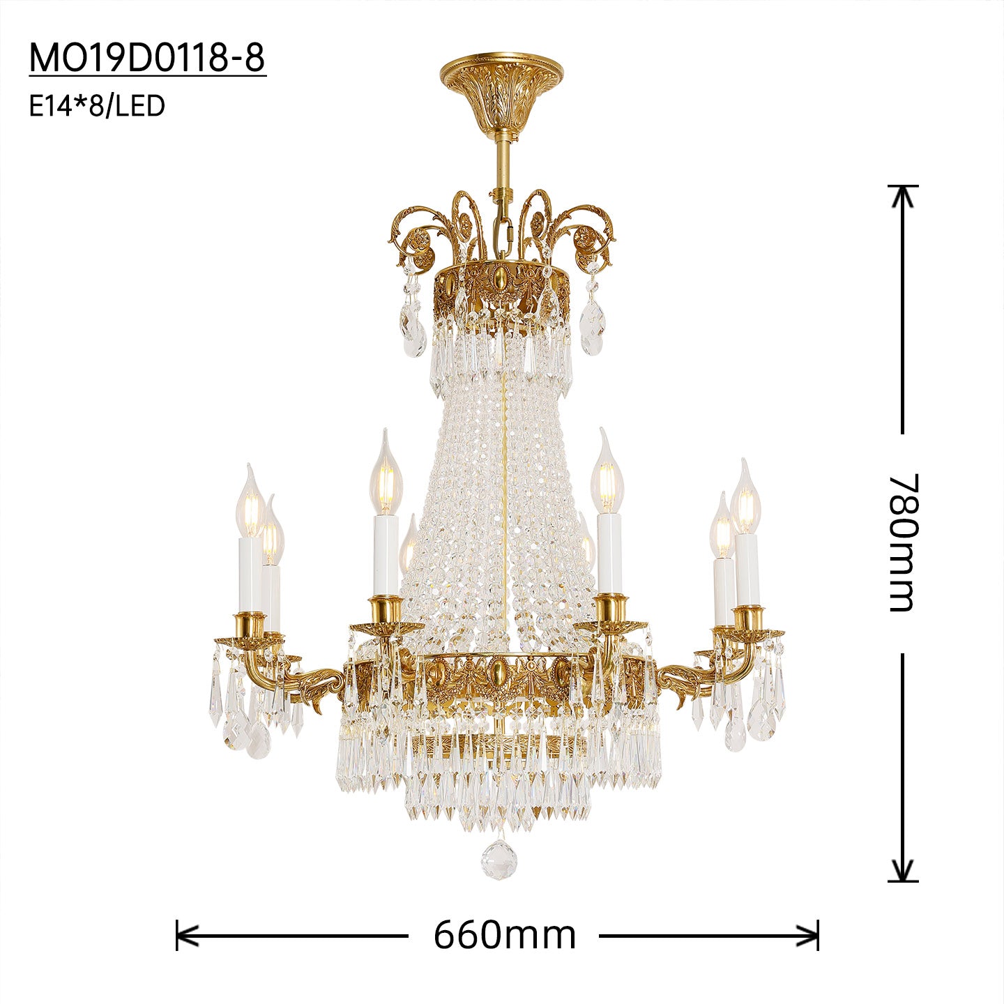 Fontainebleau Galerie François Ier Brass Chandelier
