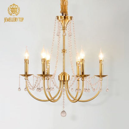 JEWELLERY TOP brand's simple decorative chandelier showcasing elegant curves and crystal bead accents.