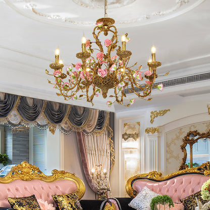 JEWELLERY TOP brand's art decorative chandelier featuring cascading hand-painted porcelain roses.
