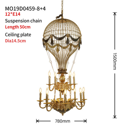 Verne's Voyage Montgolfier Brass Chandelier
