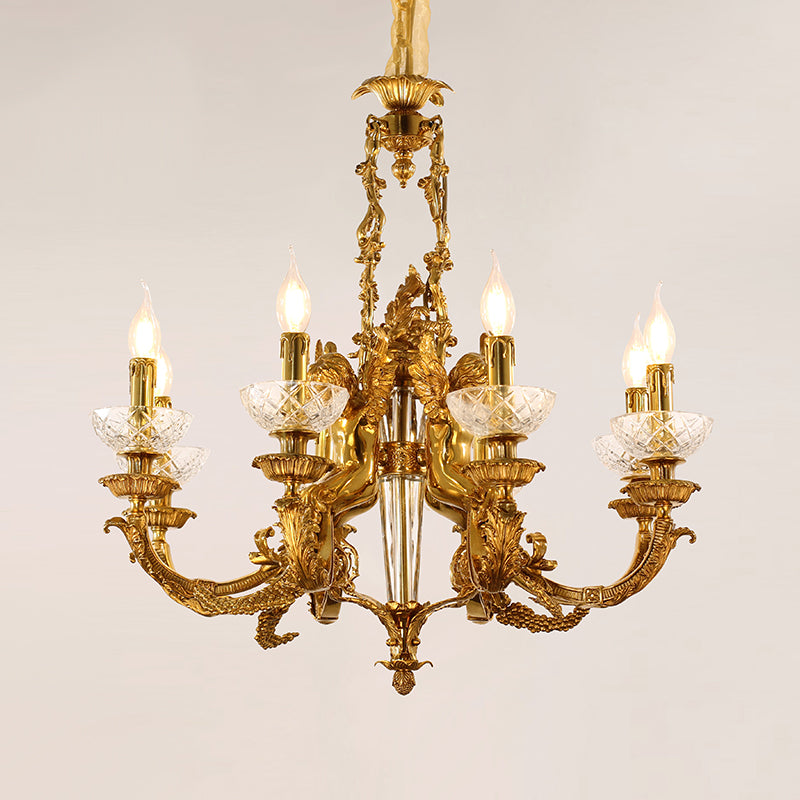 JEWELLERY TOP brand's home decorative chandelier with intricate scrollwork and candle-style lights.