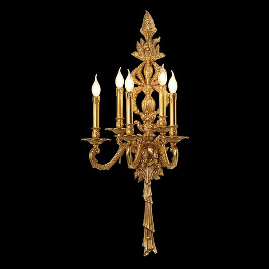 5 Lights Baroque Brass Wall Lamp