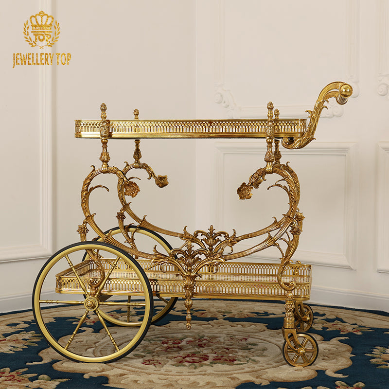 The Dionysus French Rococo Brass Bar Cart