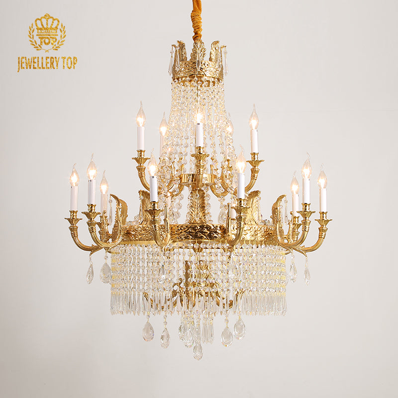 Roi Soleil Baroque Cascade Brass Chandelier