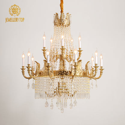 Roi Soleil Baroque Cascade Brass Chandelier