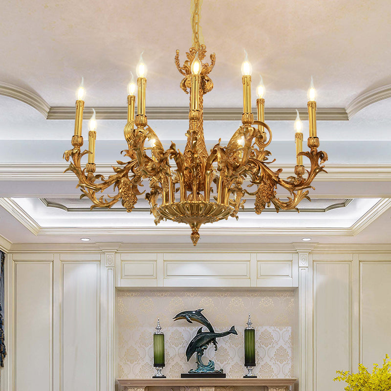 Angled perspective highlighting the symmetrical arrangement of candle holders and the central fluted glass column.