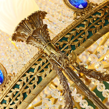 Imperial Regalia Gilded Brass & Sapphire Crystal Chandelier