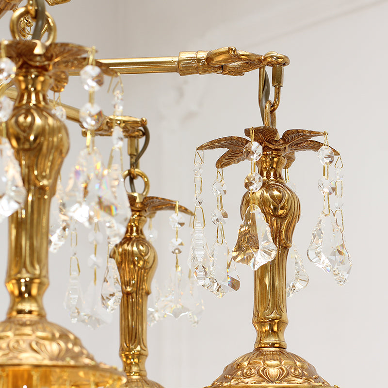 Botanical Opulence Gilded Brass & Crystal Branch Chandelier