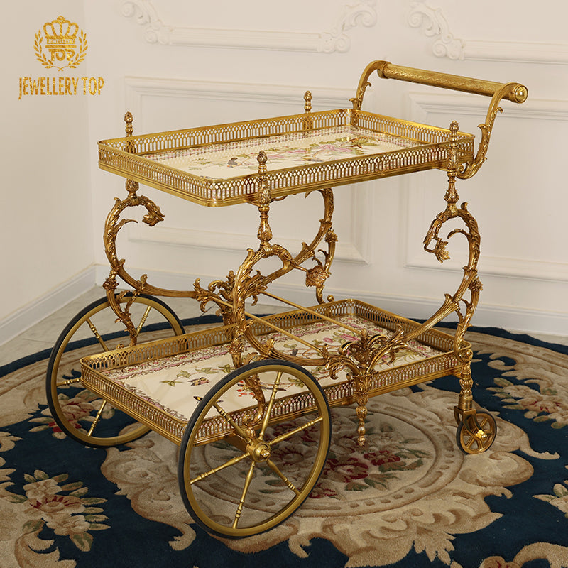 The Dionysus French Rococo Brass Bar Cart