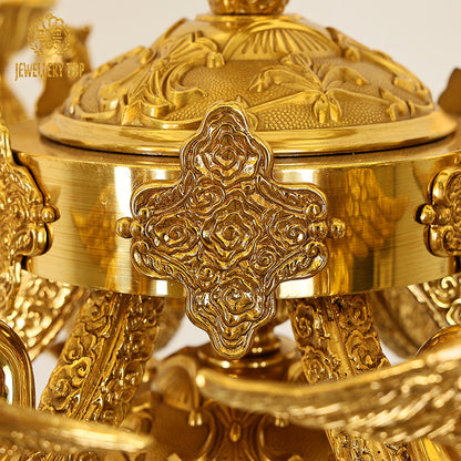 Belle Époque Mythical Winged Horse & Lotus Brass Chandelier