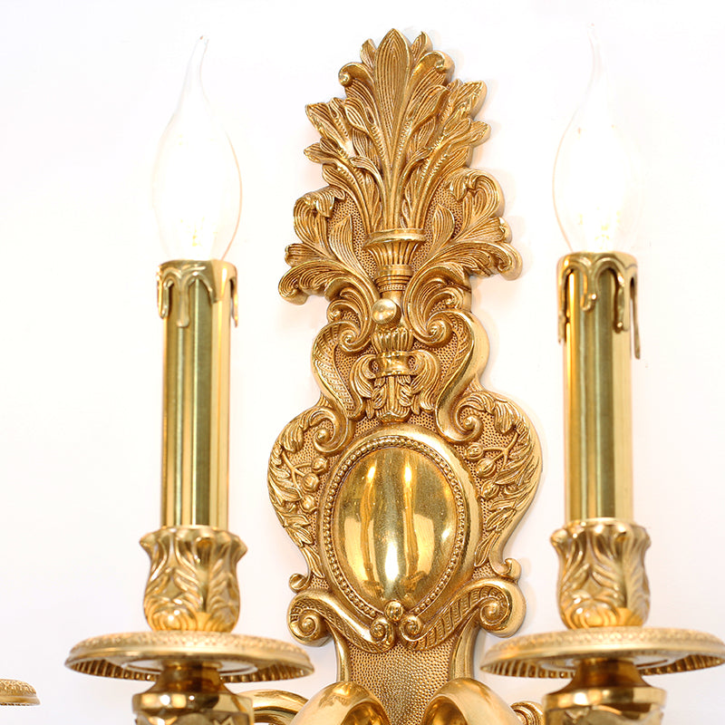 Detailed front view of the indoor decorative wall lamp, highlighting its crown-like top and elegant arched arms.