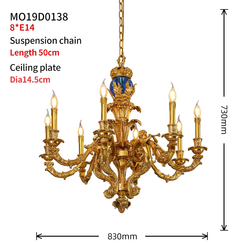 Cupid’s Serenade French Brass Chandelier