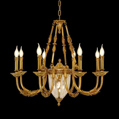 JEWELLERY TOP brand's antique chandelier featuring a central ribbed glass shade and cascading crystal accents.