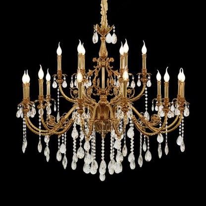 Detailed perspective highlighting the symmetrical design and hanging crystal bead strands.