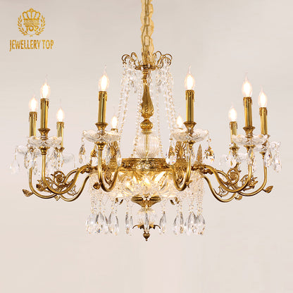 A luxury six-light French brass chandelier with a crystal ball, brand JEWELLERY TOP.