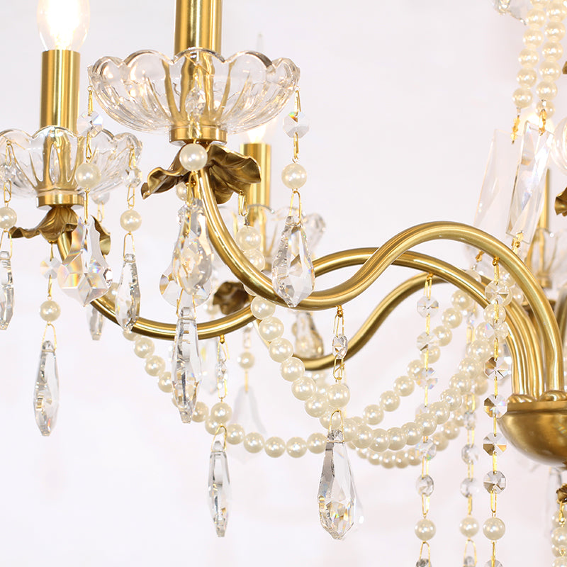 Baroque Opulence Solid Brass & Crystal Chandelier