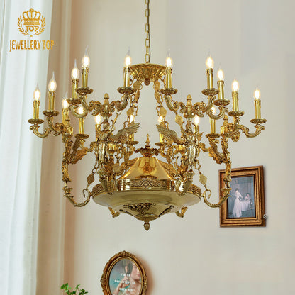 Angled perspective highlighting the symmetrical arrangement of multiple lights and the central dome structure.