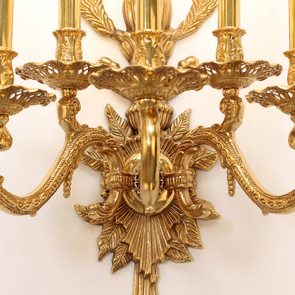 5 Lights Baroque Brass Wall Lamp