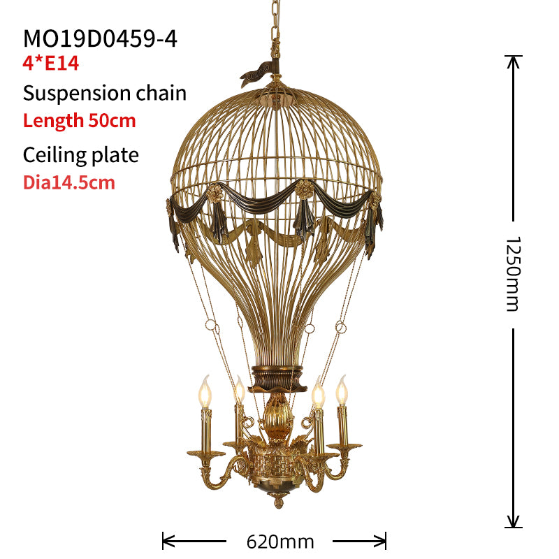 Verne's Voyage Montgolfier Brass Chandelier