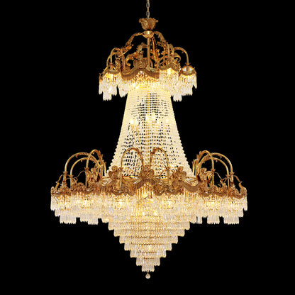 JEWELLERY TOP brand's luxury decorative chandelier showcasing the intricate openwork brass canopy.