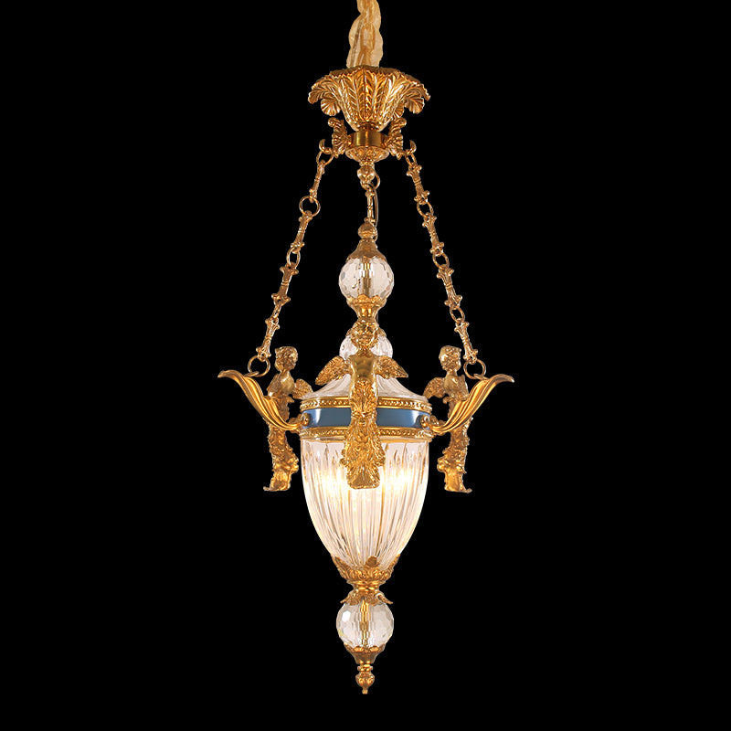 JEWELLERY TOP brand's vintage bronze chandelier showcasing intricate acanthus leaf detailing.