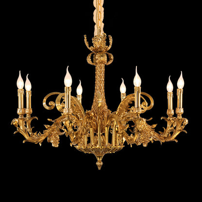 JEWELLERY TOP brand's home decorative chandelier showcasing detailed laurel leaf carvings and hanging prismatic glass.