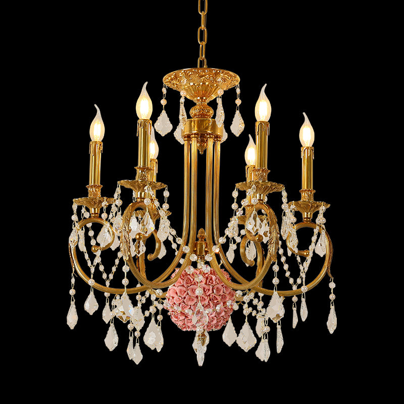 JEWELLERY TOP brand's art decorative chandelier showcasing intricate hydrangea flower motifs and dangling pearl details.