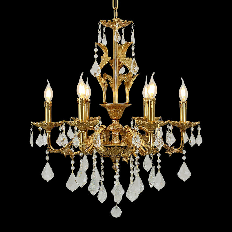 JEWELLERY TOP brand's classical luxury chandelier showcasing intricate swan sculptures and cascading K9 crystal prisms.