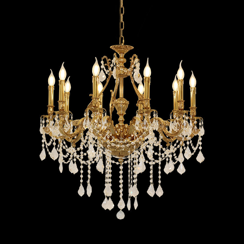 Opéra Garnier Étoile brass crystal chandelier on black background, full front view.