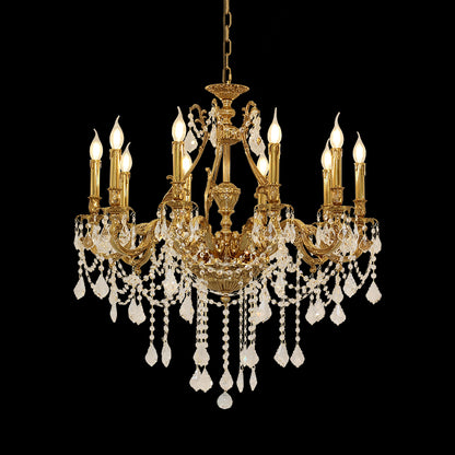 Opéra Garnier Étoile brass crystal chandelier on black background, full front view.