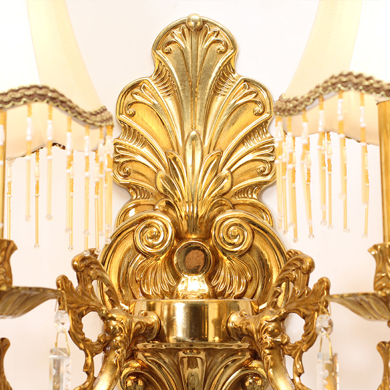 The installed luxury decor wall lamp in a classic interior setting with paneling and artwork, emitting a soft glow.