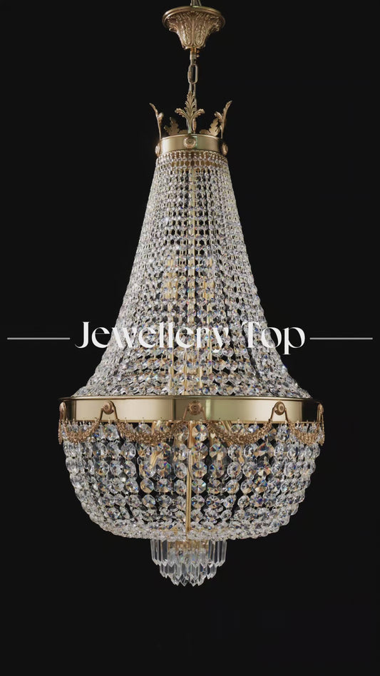 Régence Cascade de Cristal Brass Chandelier