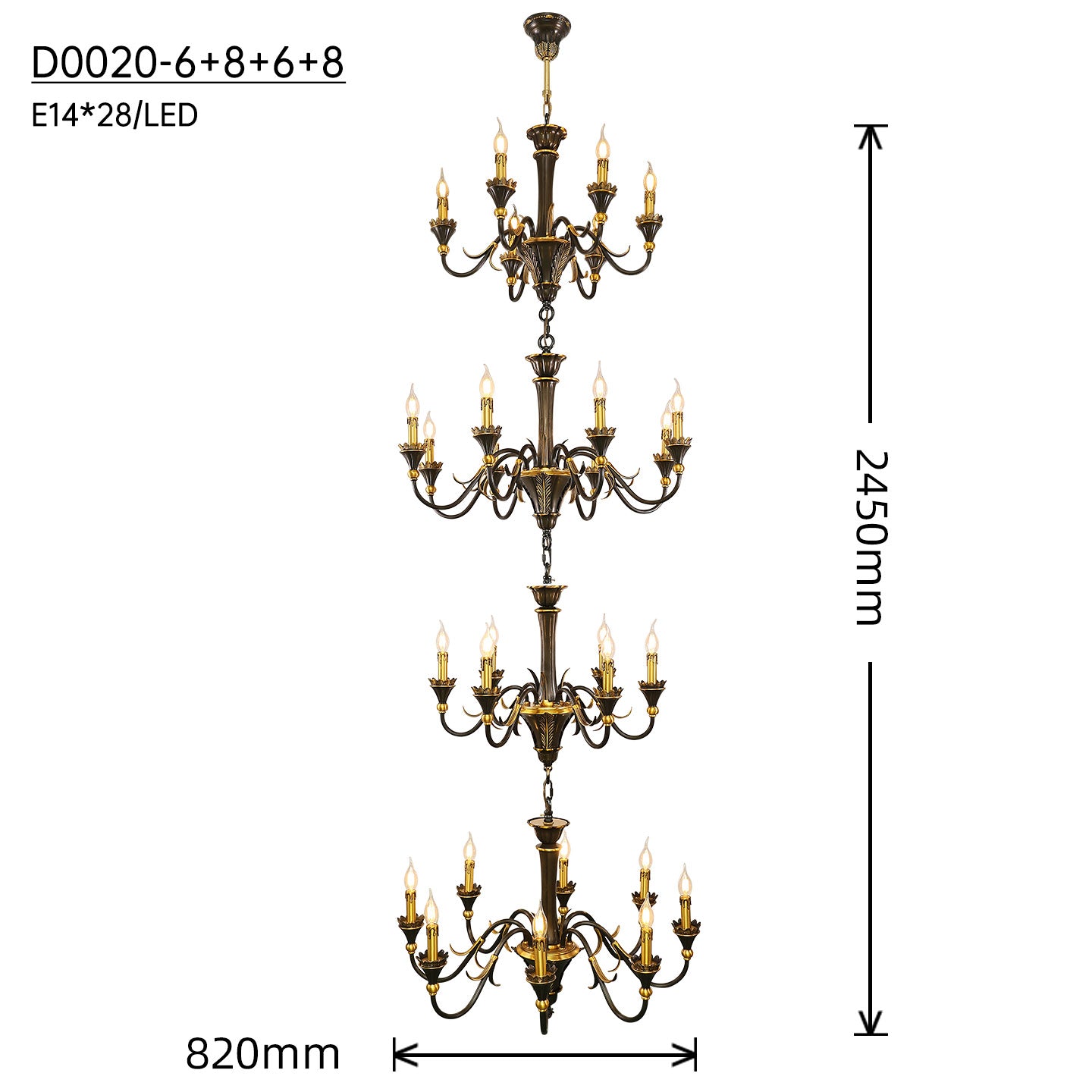 Fête Galante Ballerina Brass Chandelier